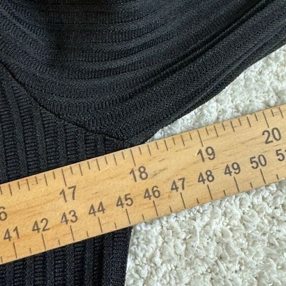 The Fold London Dress Womens Sz L V Neck Knit bandage Sculpt Black Fit & Flare - Picture 8 of 12